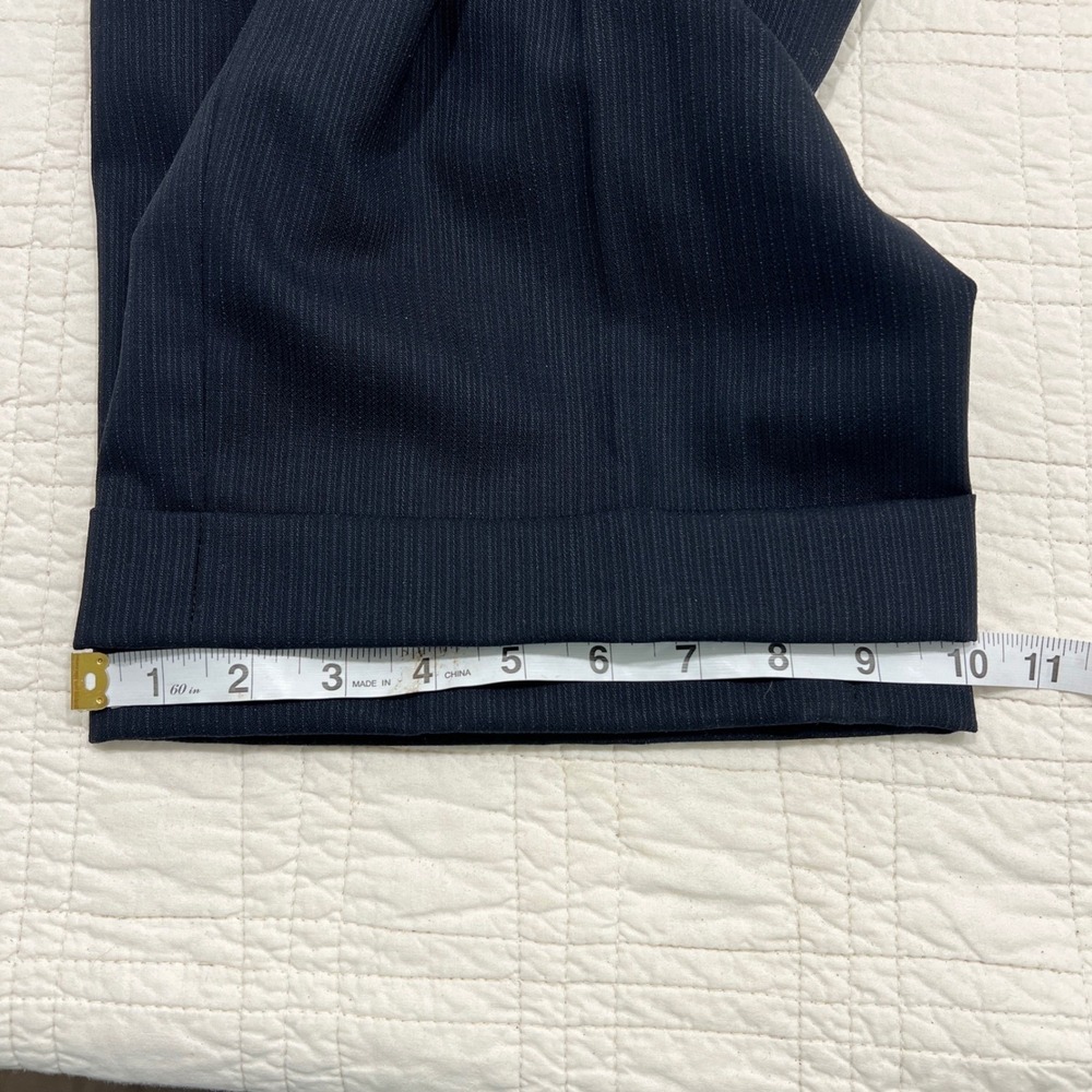 Ralph Lauren Mens Navy Textured Pinstripe Double Breasted Suit 48R 1998 *note - Picture 15 of 16